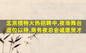 北京模特火热招聘中,夜场舞台虚位以待,商务夜总会诚邀贤才